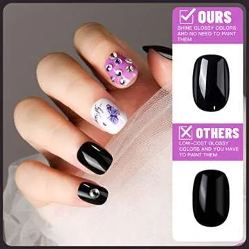 Teenitor 24Pack Short Press On Nails, 576Pcs Round Press On Nails, Matte and Glossy Short Fake Nails With Glue