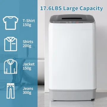 Winado Full Automatic Washing Machine, 17.6Lbs Top Load Portable Washer with Drain Pump, 10 Wash Programs 8 Water 2 in 1 Washer and Dryer for Apartments, RV, Camping
