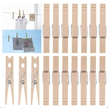 Heavy Duty Wooden Clothespins 100pcs for Crafts and Laundry
