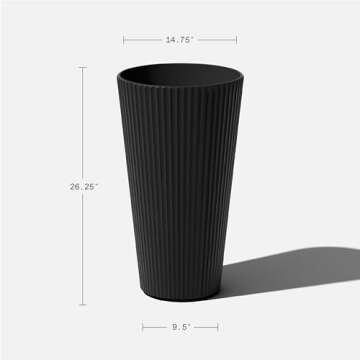 Veradek Demi Series Tall Planter for Porch, Patio, Backyard | Durable Plastic-Concrete Material | Modern Décor for Tall Plants, Grasses