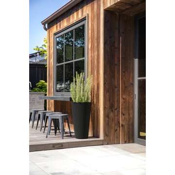 Veradek Demi Series Tall Planter for Porch, Patio, Backyard | Durable Plastic-Concrete Material | Modern Décor for Tall Plants, Grasses