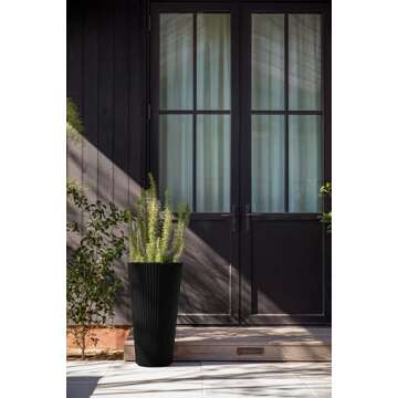 Veradek Demi Series Tall Planter for Porch, Patio, Backyard | Durable Plastic-Concrete Material | Modern Décor for Tall Plants, Grasses