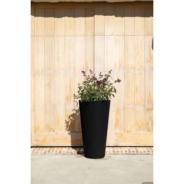 Veradek Demi Series Tall Planter for Porch, Patio, Backyard | Durable Plastic-Concrete Material | Modern Décor for Tall Plants, Grasses