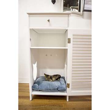 Stylish Cat Litter Enclosure with Storage Drawer and Shelf