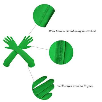 Aniler Unisex 18" Elbow Length Full Finger Costume Party Stretchy Gloves (One Size, Gray)