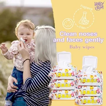 HAPPY BUM Saline Baby Wipes, Unscented & Travel Ready