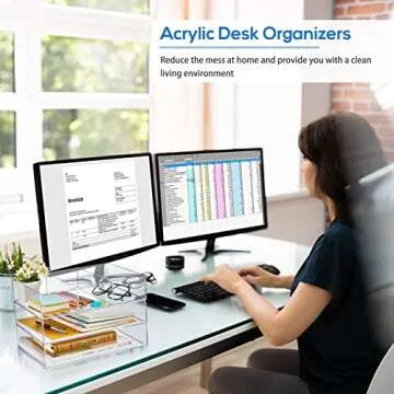 Kathfly Acrylic Desk Organizer 3 Tier Clear Desk Organizer Stackable Paper Letter File Tray Storage Accessories for Office Workspace Classroom Supplies(3 Compartments)