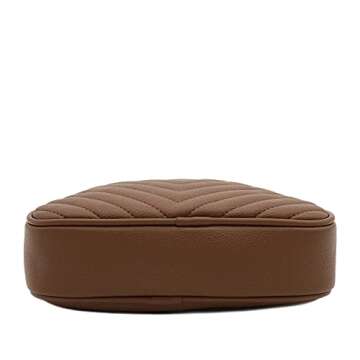 FashionPuzzle Chevron Quilted Crossbody Camera Bag with Chain Strap and Tassel (Dark Taupe) One Size