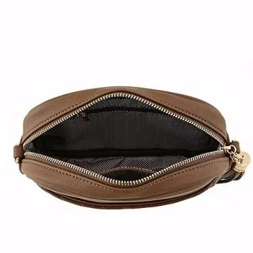 FashionPuzzle Chevron Quilted Crossbody Camera Bag with Chain Strap and Tassel (Dark Taupe) One Size