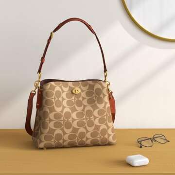 COACH Coated Canvas Signature Willow Shoulder Bag, B4/Tan Rust, One Size