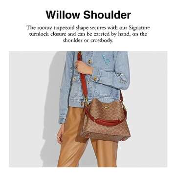 COACH Coated Canvas Signature Willow Shoulder Bag, B4/Tan Rust, One Size