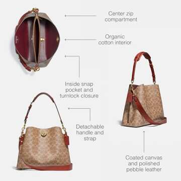 COACH Coated Canvas Signature Willow Shoulder Bag, B4/Tan Rust, One Size