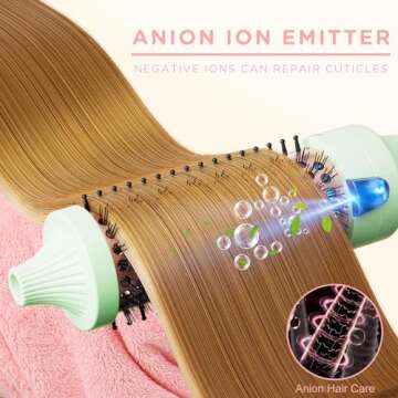 K&K 1.5 Inch Ceramic Curling Iron Brush - Double MCH Heater, 30s Heating, Cool-Tip Burn Protection, Non-Damaging 180 Degree Heat, Dual Voltage For Travel