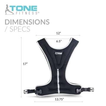 Tone Fitness 8lb Weighted Vest, Black