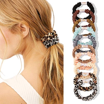 Silk Satin Scrunchies No Crease Hair Ties for Women Girls