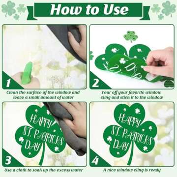 9 Sheets St Patricks Day Window Clings, 115 PCS St Patrick's Day Shamrock Window Stickers for St Patricks Day Decorations, Green Static Spring Window Clings for Glass Windows St Patricks Day Decor