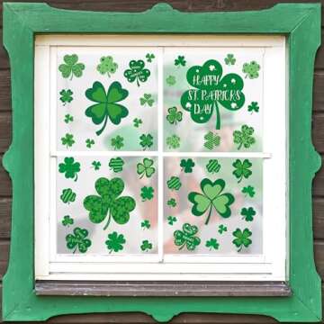9 Sheets St Patricks Day Window Clings, 115 PCS St Patrick's Day Shamrock Window Stickers for St Patricks Day Decorations, Green Static Spring Window Clings for Glass Windows St Patricks Day Decor