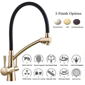 GAPPO Gold Kitchen Faucet Pull Out Kitchen Sink Faucet Dual Handle 3 in 1 High Arc Water Filter Purifier Faucets Golden
