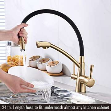 GAPPO Gold Kitchen Faucet Pull Out Kitchen Sink Faucet Dual Handle 3 in 1 High Arc Water Filter Purifier Faucets Golden