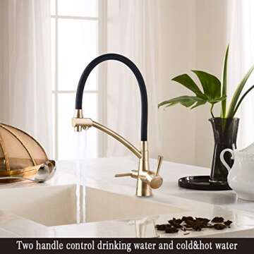 GAPPO Gold Kitchen Faucet Pull Out Kitchen Sink Faucet Dual Handle 3 in 1 High Arc Water Filter Purifier Faucets Golden