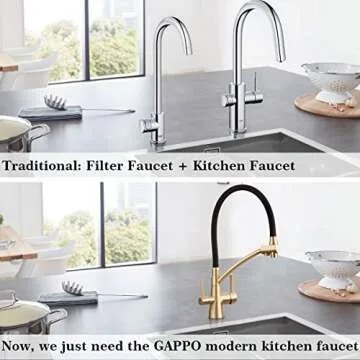GAPPO Gold Kitchen Faucet Pull Out Kitchen Sink Faucet Dual Handle 3 in 1 High Arc Water Filter Purifier Faucets Golden