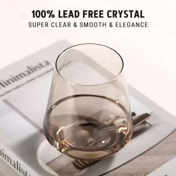 Colored Stemless Wine Glasses Set of 6-17 oz Hand-Blown Crystal Colored Glassware with no Stem, Multicolor Wine Glass for Wine Lovers, Wedding, Birthday, Mother's Day Housewarming Gifts for Women