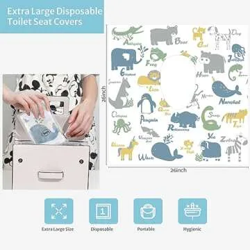 Blissful Diary 20 Pcs Toilet Seat Covers Disposable for Toddlers & Adults, Extra Large Waterproof, Portable Package for Travel, Kids Potty Training
