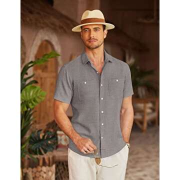 COOFANDY Men's Beach Shirt Hawaiian Tropical Vacation Button Down Resort Shirts