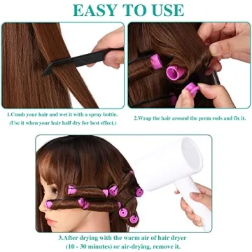 WILLBOND 60 Pcs Perm Rods for Natural Hair Styling