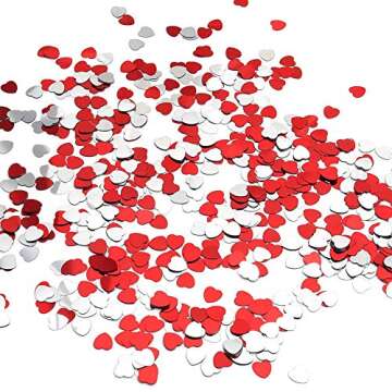 KINAKE 4000 Pieces Heart Confetti Metallic Foil Red White Pink Heart Confetti for Valentine's Day Wedding Party Decor