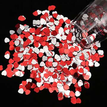 KINAKE 4000 Pieces Heart Confetti Metallic Foil Red White Pink Heart Confetti for Valentine's Day Wedding Party Decor