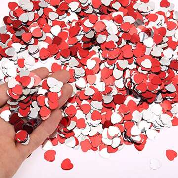 KINAKE 4000 Pieces Heart Confetti Metallic Foil Red White Pink Heart Confetti for Valentine's Day Wedding Party Decor