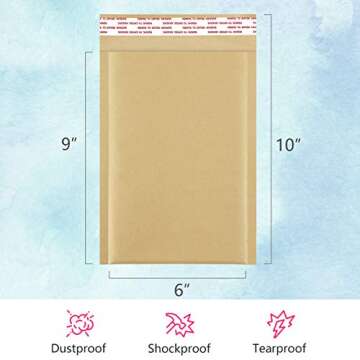 UCGOU Natural Kraft Bubble Mailers 6x10 Inch 50 Pack Brown Padded Envelopes #0 Small Business Mailin...