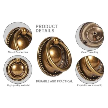 Skohom Antique Brass Ring Drawer Pulls - Timeless Elegance