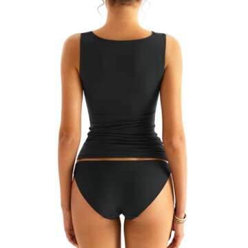 EasyGala Women Double Lined Mesh Tank Top Cowl Neck Ruched Sleeveless Tops Slim Fitted Shirts Black Medium