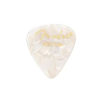 Fender 351 Shape Medium Classic Celluloid Guitar Picks, Guitar Accessories, 12-Pack, White Moto