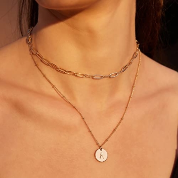 Valloey Rover Initial Necklace 14K Gold Plated Jewelry