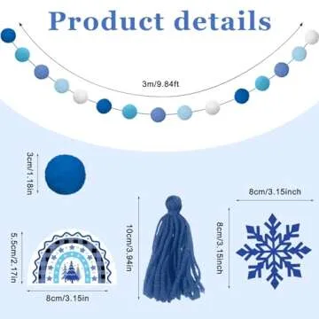 Sumind 5 Pcs Winter Christmas Garland Decorations Candy Snowflake Tassel Garland Holiday Pom Pom Rai...