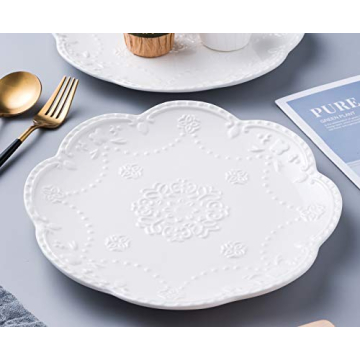 Elegant Jusalpha Set of 4 Embossed Lace Plates