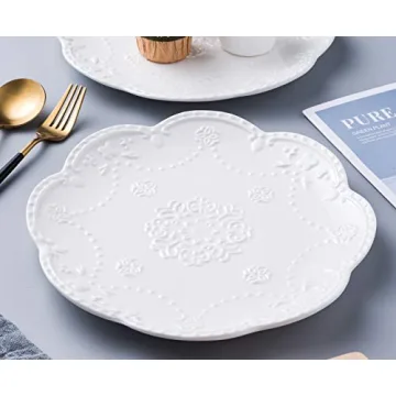 Elegant Jusalpha Set of 4 Embossed Lace Plates