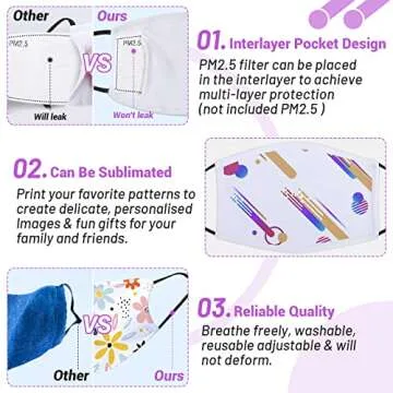 Creative Sublimation Face Covers - Jollidecor 16 PCS