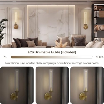 Joyunleo Brass Wall Sconces Stylish 19" Lighting Set