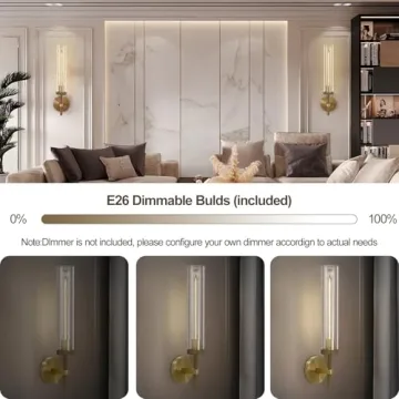 Joyunleo Brass Wall Sconces Stylish 19" Lighting Set