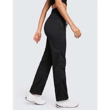 CRZ YOGA Lightweight Straight Leg Workout Pants for Women Casual Ruched Work Gym Athletic Joggers with Pockets Black X-Large