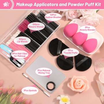 Disposable Makeup Applicators Kit with Mixing Palette Powder Puff Makeup Artist Tools Supplies Masca...