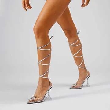 Elegant Wetkiss Clear High Heel Lace-up Sandals for Women