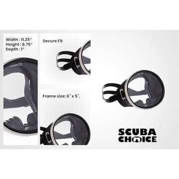 Scuba Choice Spearfishing Free Dive Mask - Classic Rubber with Tempered Glass Lenses | Oval Shape St...