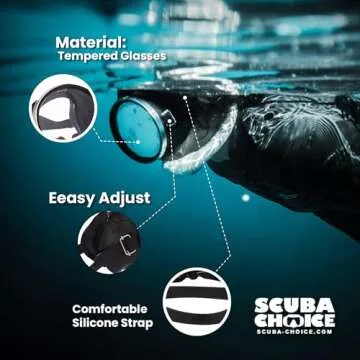 Scuba Choice Spearfishing Free Dive Mask - Classic Rubber with Tempered Glass Lenses | Oval Shape Stainless Steel Frame for Enhanced Visibility & Comfort, Perfect Underwater Adventures - Black