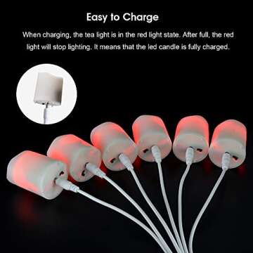 Daord Rechargeable LED Tea Lights USB Flameless Warm White Votive Candles with Remote Battery Flickering Tealights Candle for Halloween Christmas Romantic Home Decoration (6 Packs,Warm White)
