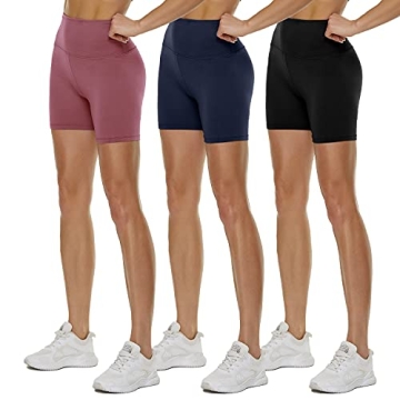3 Pack High Waisted Biker Shorts for Women – 3"/ 5"/ 8" Black Workout Yoga Compression Novelty Shorts for Running